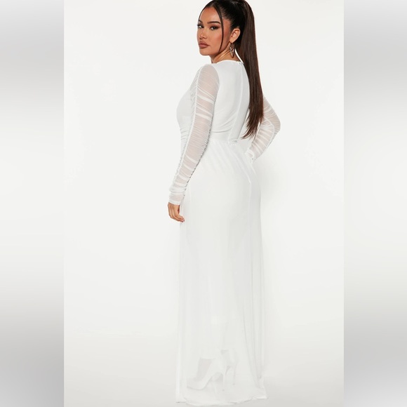 Fashion Nova white tulle long sleeve jumpsuit - Picture 3 of 8